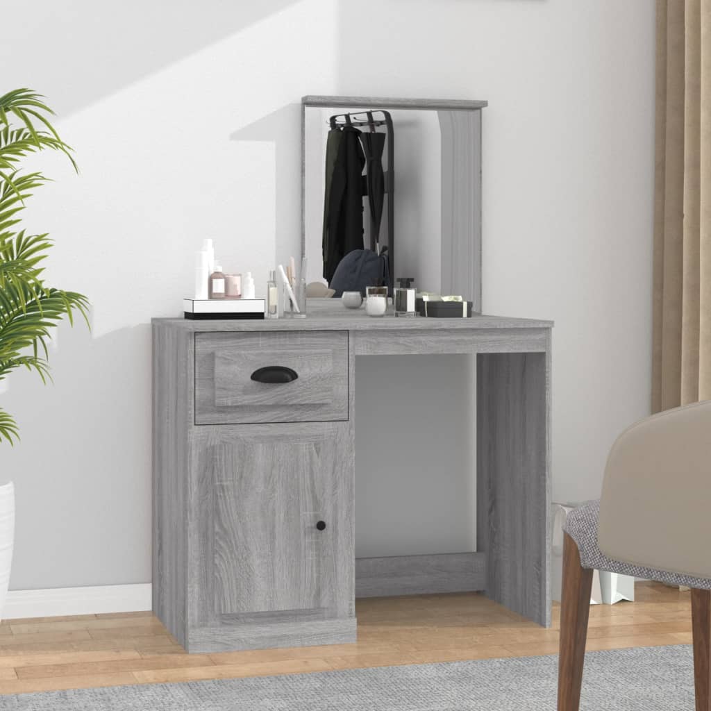 vidaXL Dressing Table with Mirror Grey Sonona 90x50x132.5 cm Engineered Wood 1