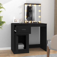 vidaXL Dressing Table with LED Black 90x50x132.5 cm Engineered Wood 3