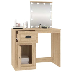 vidaXL Dressing Table with LED Sonoma Oak 90x50x132.5 cm Engineered Wood 5
