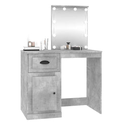 vidaXL Dressing Table with LED Concrete Grey 90x50x132.5 cm Engineered Wood 4