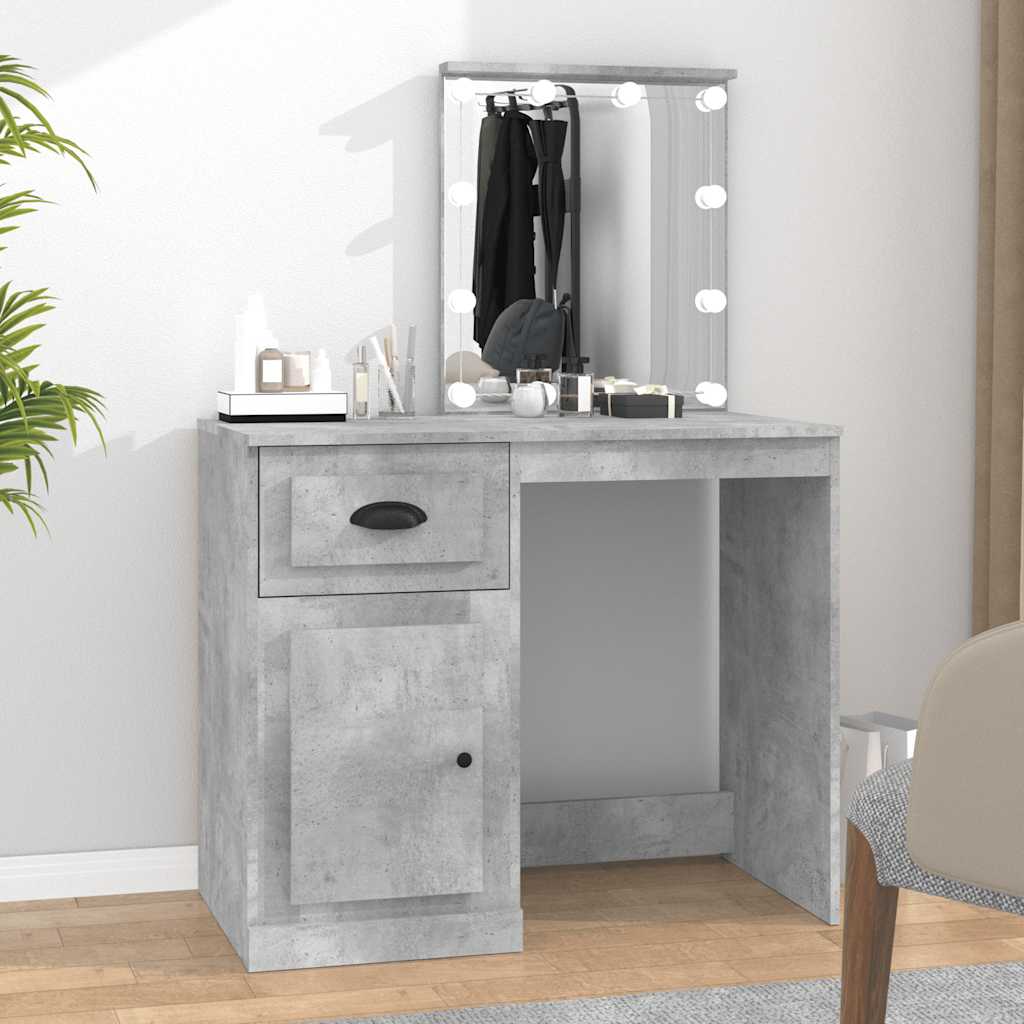 vidaXL Dressing Table with LED Concrete Grey 90x50x132.5 cm Engineered Wood 1