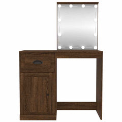 vidaXL Dressing Table with LED Brown Oak 90x50x132.5 cm Engineered Wood 6