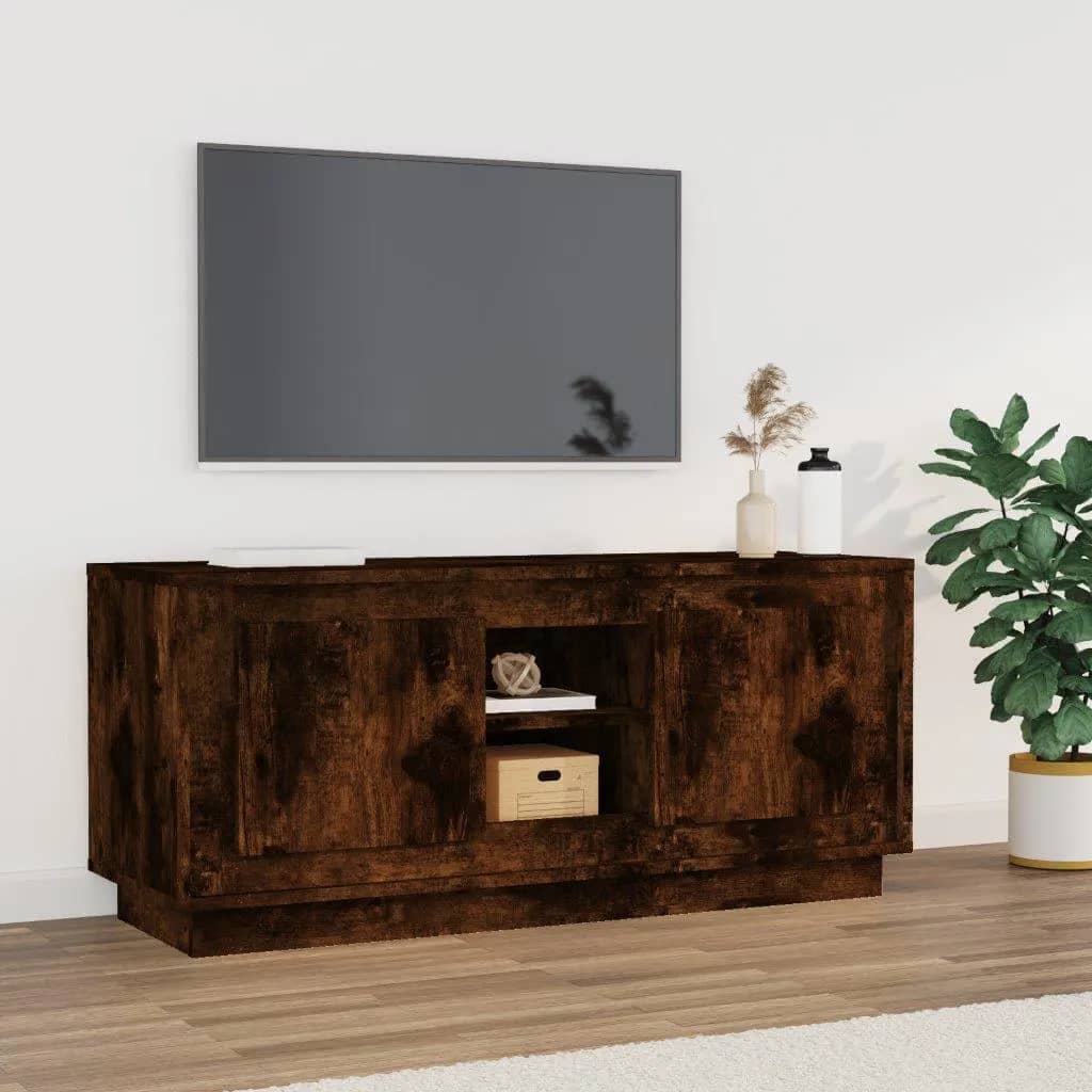 vidaXL TV Cabinet Smoked Oak 102x35x45 cm Engineered Wood 1