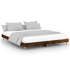 vidaXL Bed Frame without Mattress Smoked Oak 140x200 cm Engineered Wood 2