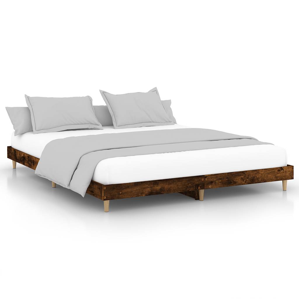vidaXL Bed Frame without Mattress Smoked Oak 120x200 cm Engineered Wood 2