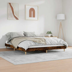 vidaXL Bed Frame without Mattress Smoked Oak 120x200 cm Engineered Wood 4