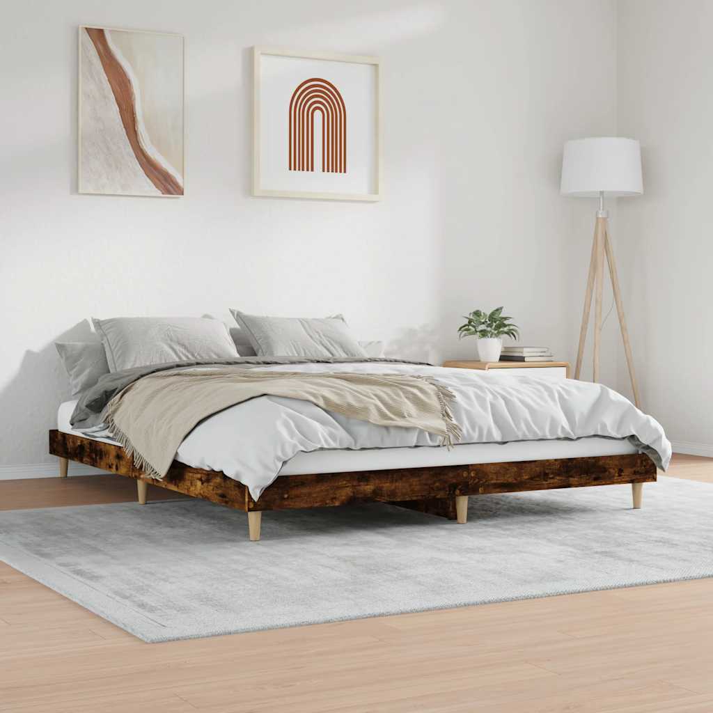 Bed Frame without Mattress Engineered Wood Length 200 cm Smoked oak 120 cm