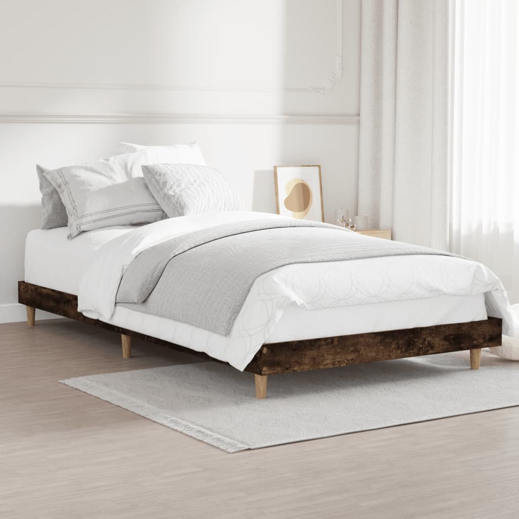 Bed Frame without Mattress Engineered Wood Length 200 cm Smoked oak 100 cm
