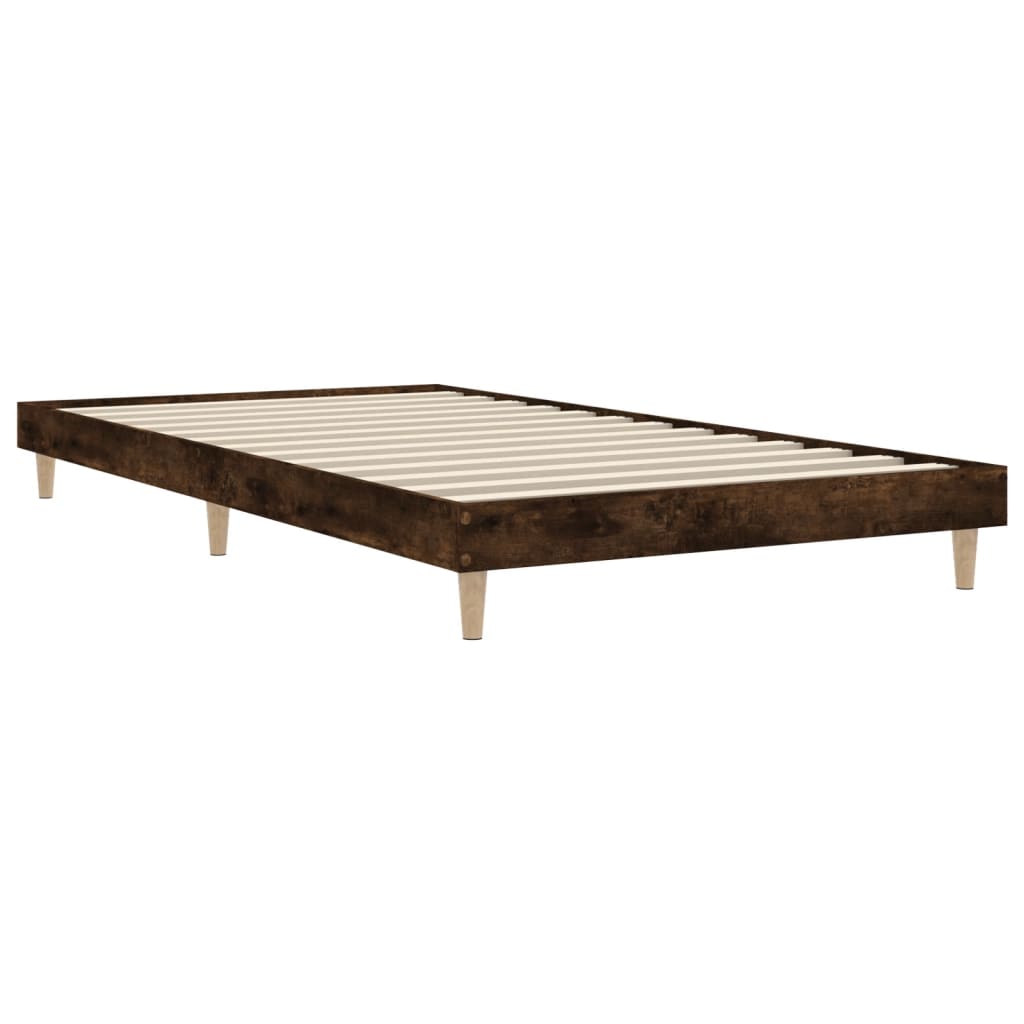 vidaXL Bed Frame without Mattress Smoked Oak 90x200 cm Engineered Wood 3