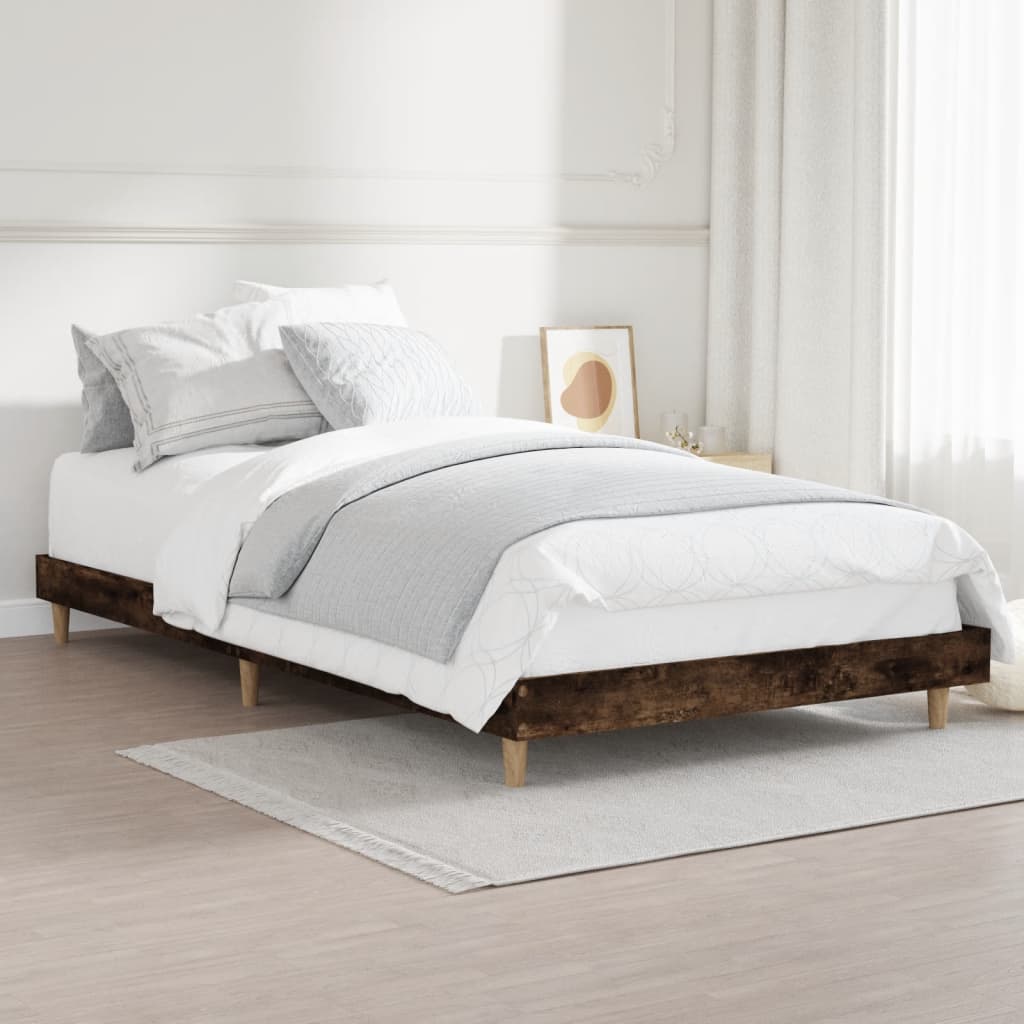 Bed Frame without Mattress Engineered Wood Length 200 cm Smoked oak 90 cm