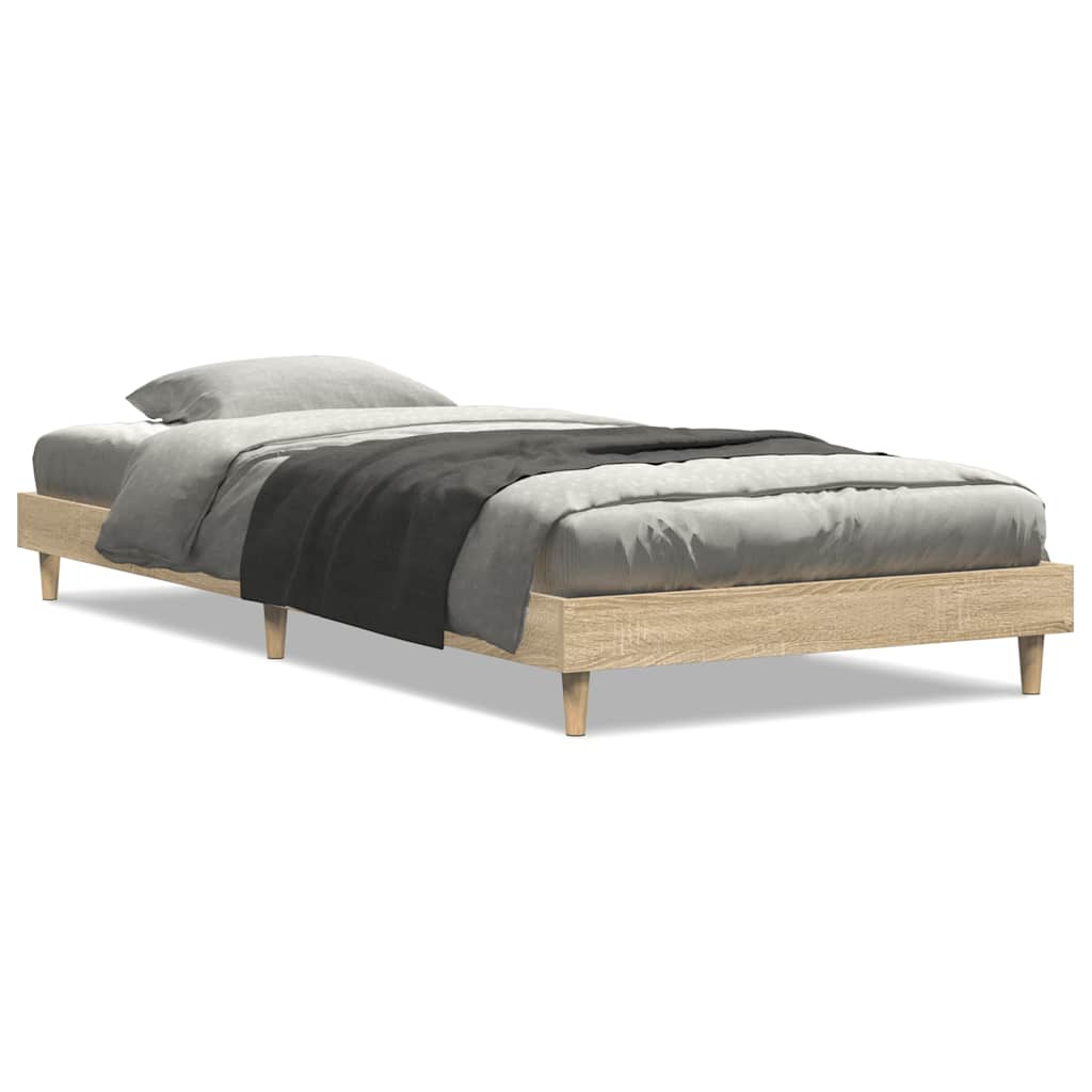 vidaXL Bed Frame without Mattress Sonoma Oak 75x190 cm Small Single Engineered Wood 4
