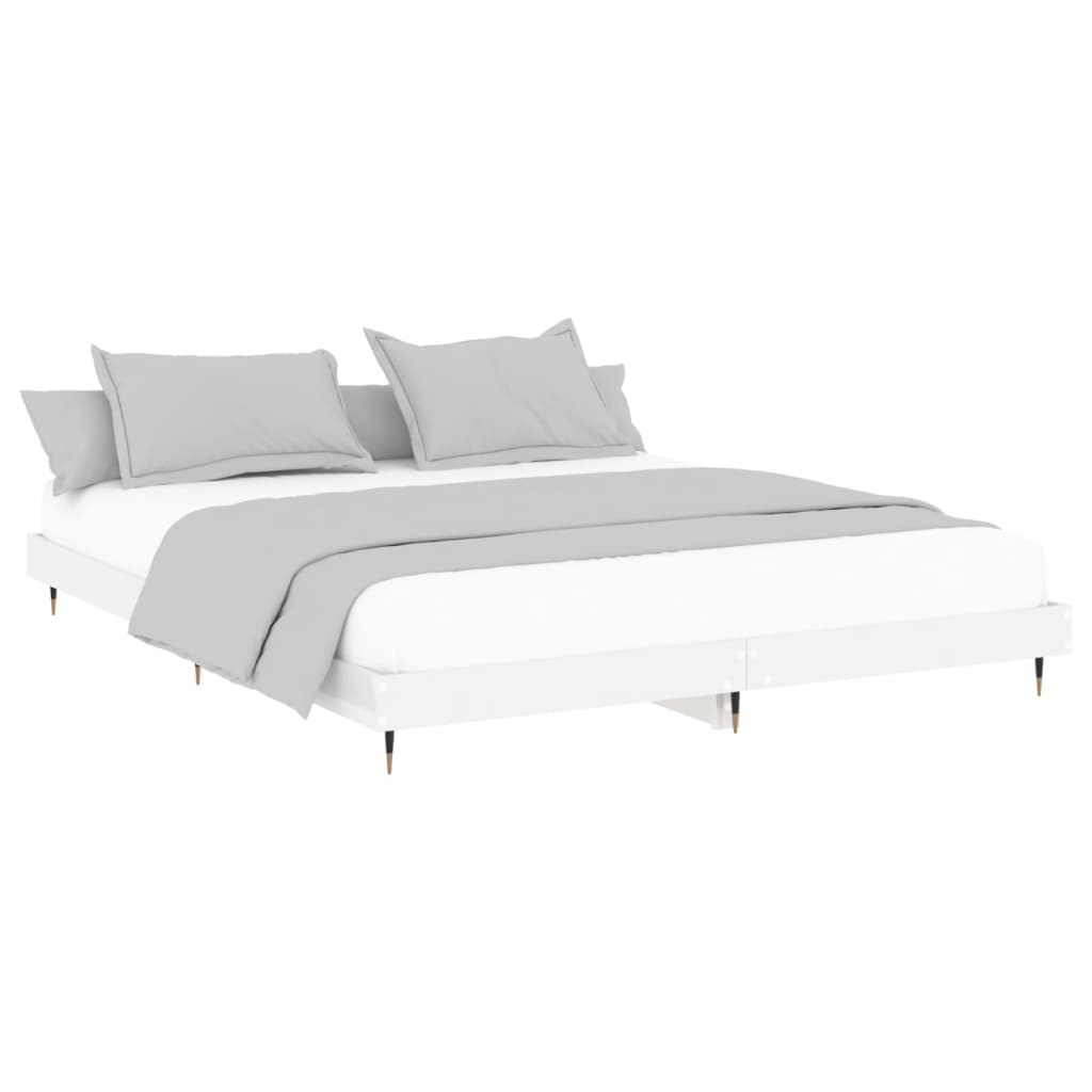 Bed Frame without Mattress 200x200 cm Engineered Wood High gloss white