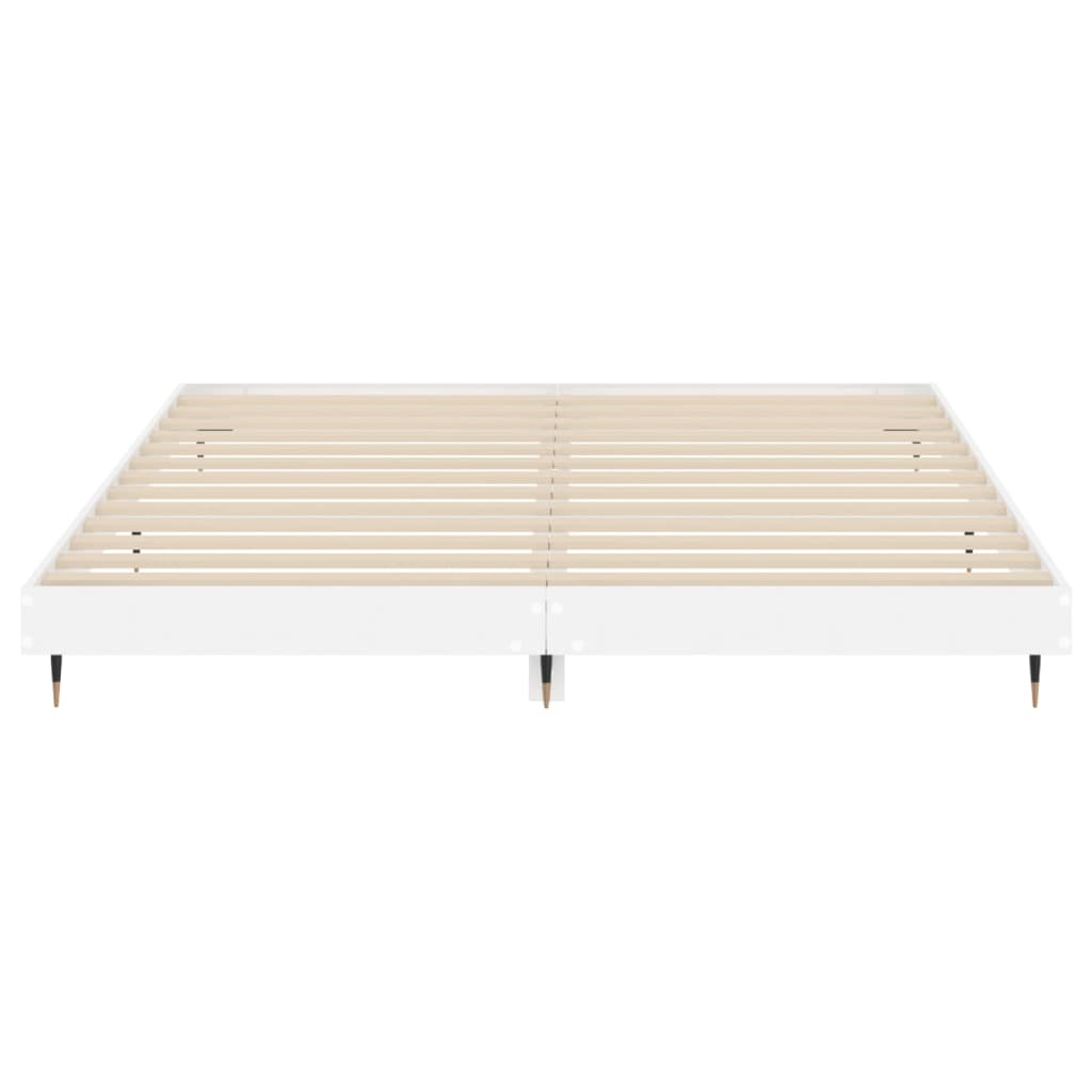 Bed Frame without Mattress 200x200 cm Engineered Wood High gloss white