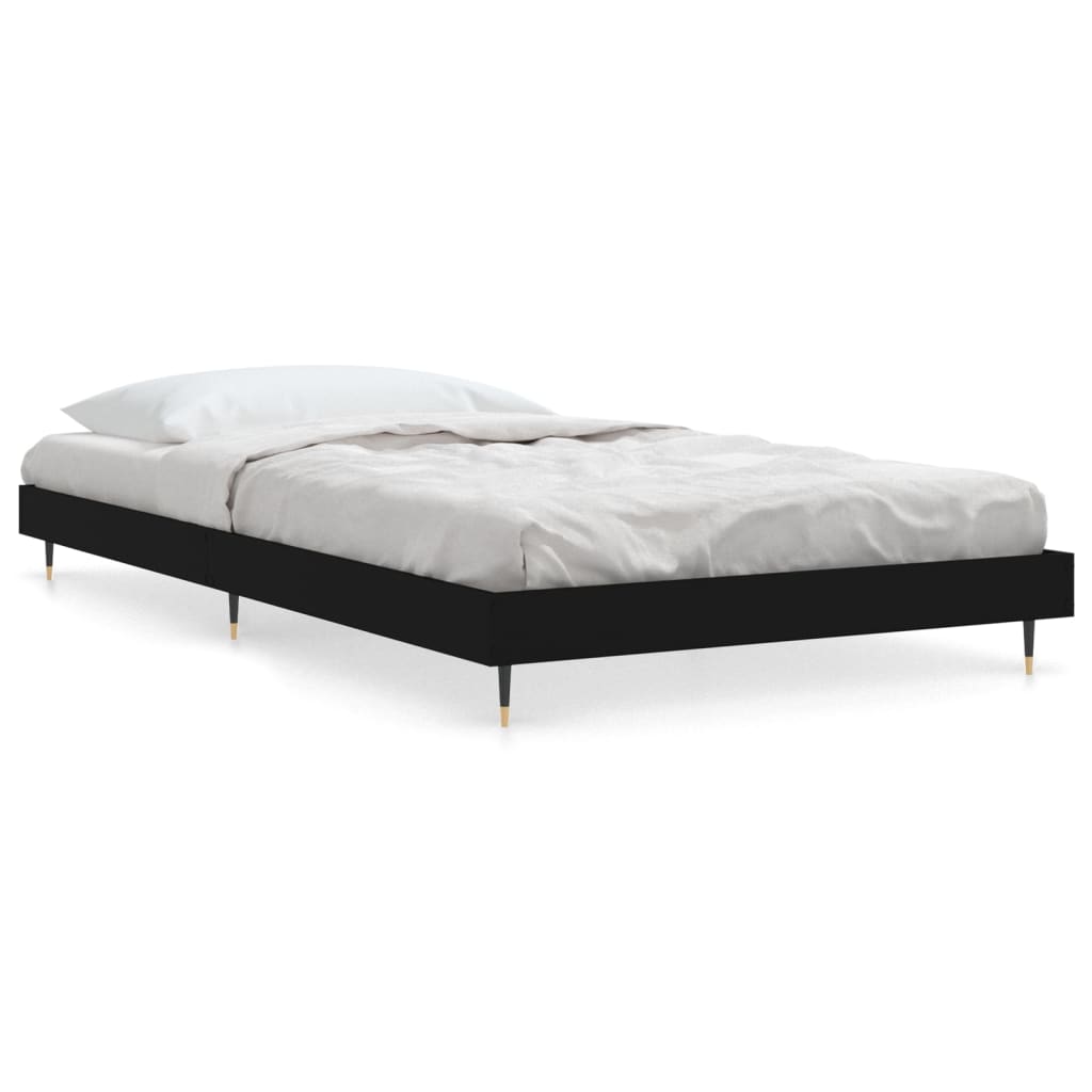 Bed Frame without Mattress 90x200 cm Engineered Wood Black