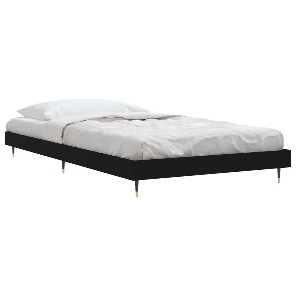 Bed Frame without Mattress 90x200 cm Engineered Wood Black