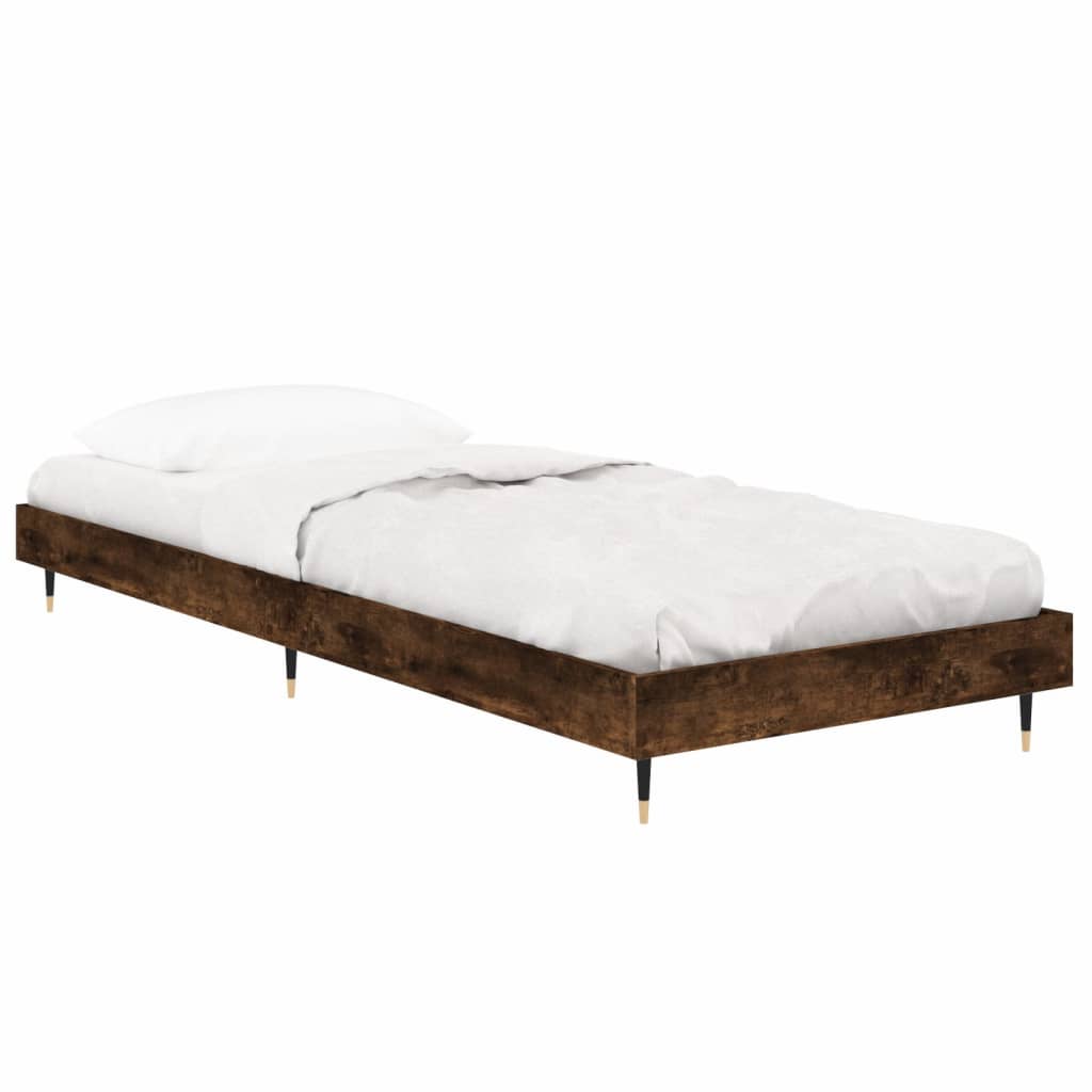 vidaXL Bed Frame without Mattress Smoked Oak 75x190 cm Small Single Engineered Wood 4