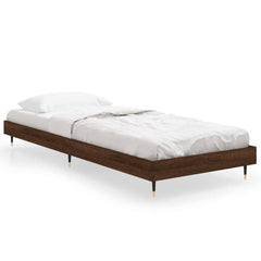vidaXL Bed Frame without Mattress Brown Oak 75x190 cm Small Single Engineered Wood 2