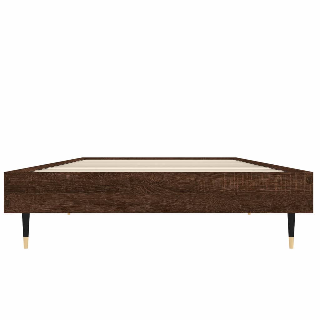 vidaXL Bed Frame without Mattress Brown Oak 75x190 cm Small Single Engineered Wood 6