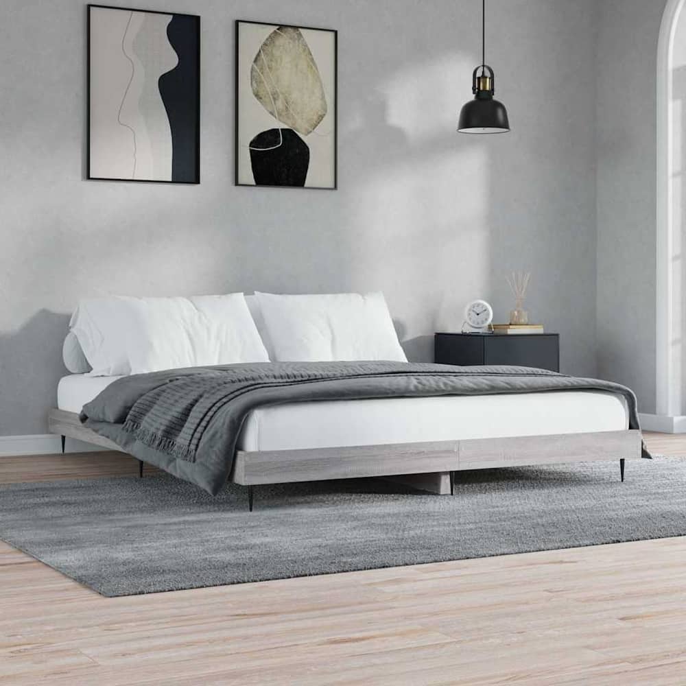 Bed Frame without Mattress Length 200 cm Grey Sonoma 200 cm