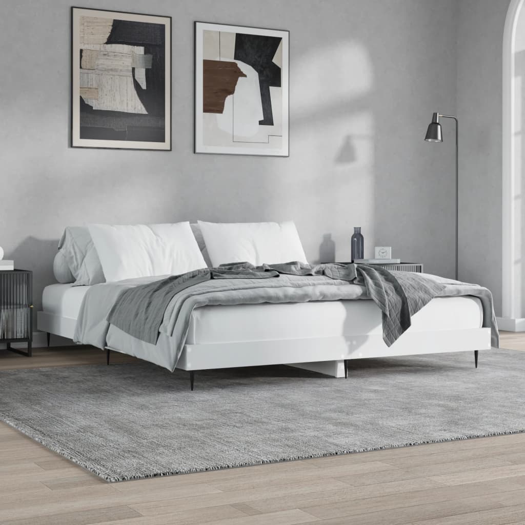 Bed Frame without Mattress Engineered Wood Length 200 cm White 120 cm