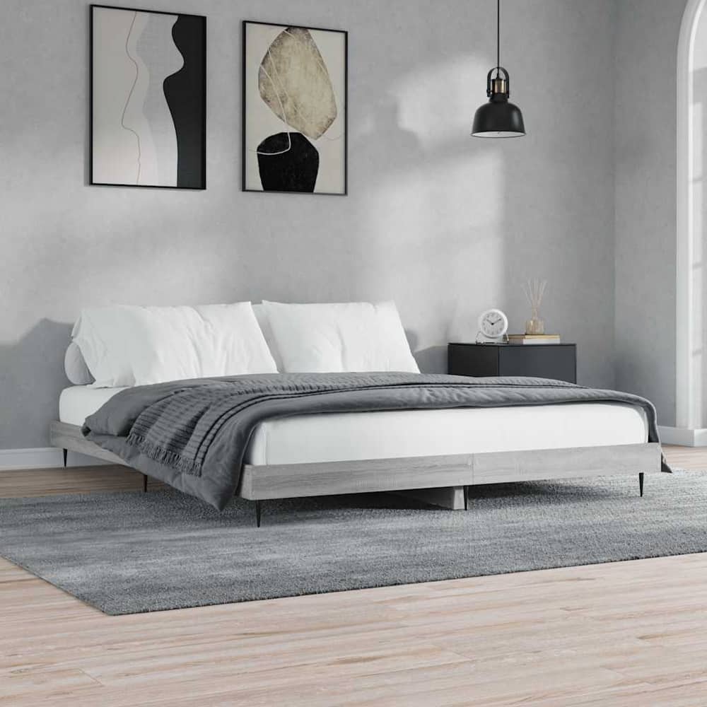 Bed Frame without Mattress Length 200 cm Grey Sonoma 120 cm
