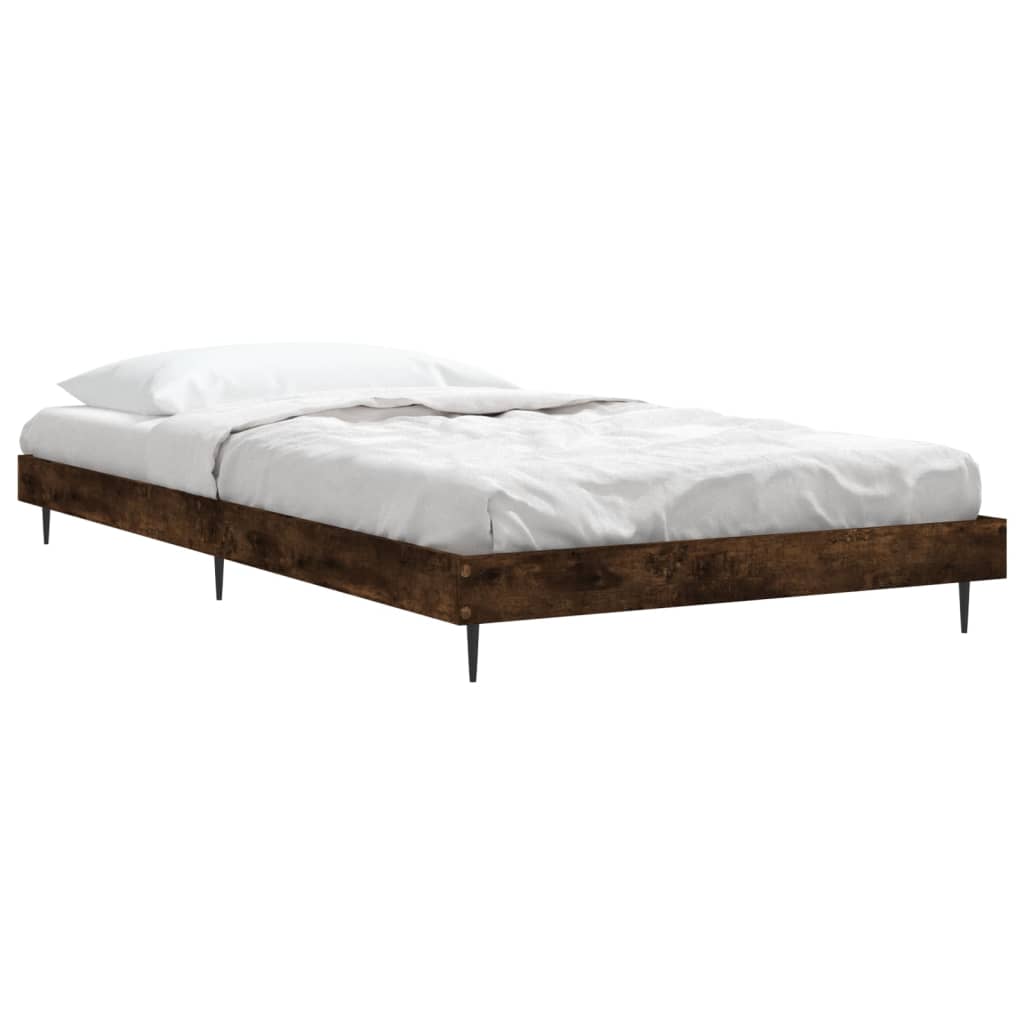 Bed Frame without Mattress Engineered Wood Length 200 cm Smoked Oak 100 cm