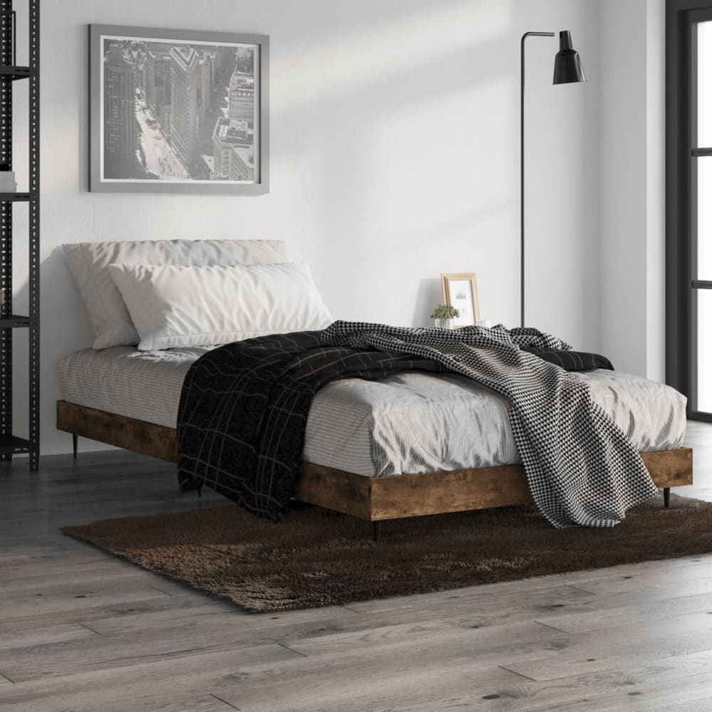 Bed Frame without Mattress Engineered Wood Length 200 cm Smoked Oak 100 cm