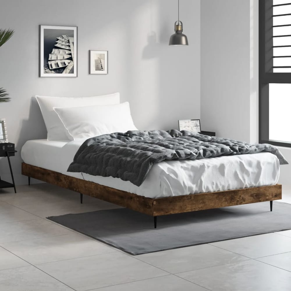 Bed Frame without Mattress Engineered Wood Length 200 cm Smoked Oak 100 cm