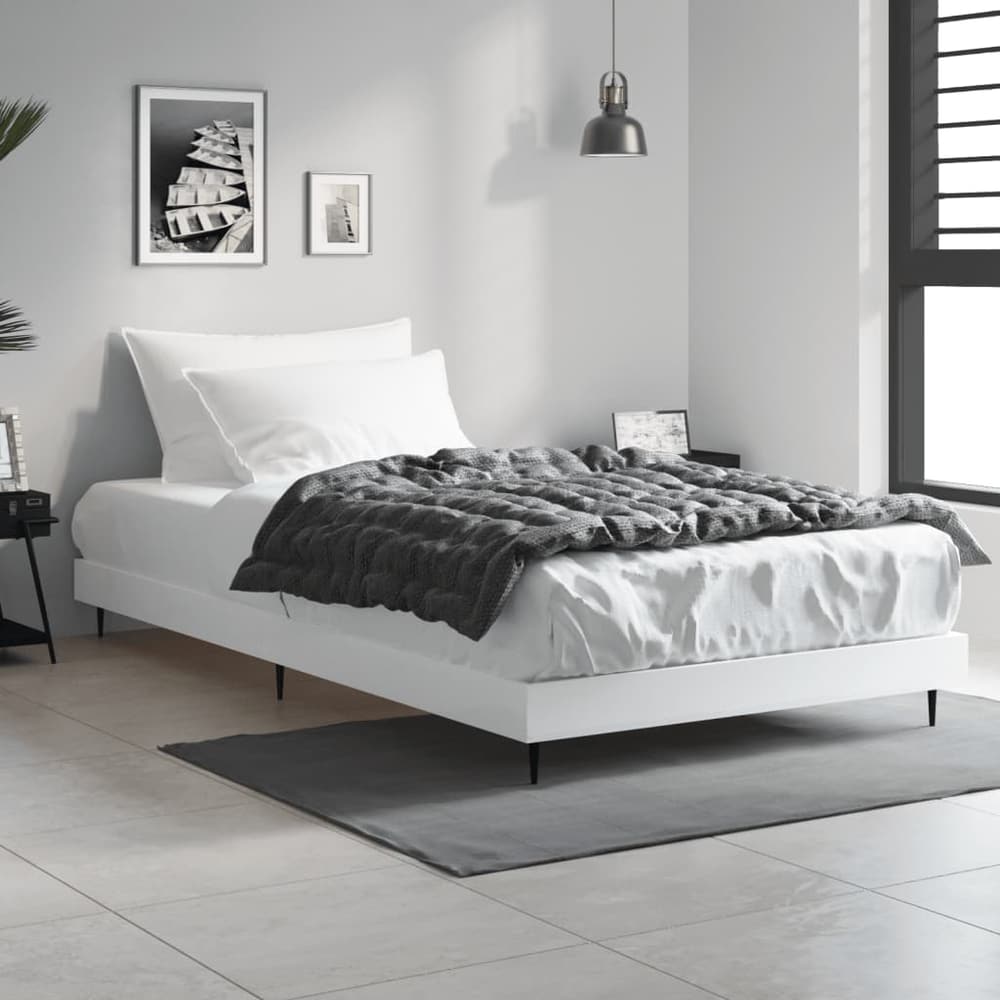 Bed Frame without Mattress Engineered Wood Length 200 cm White 90 cm