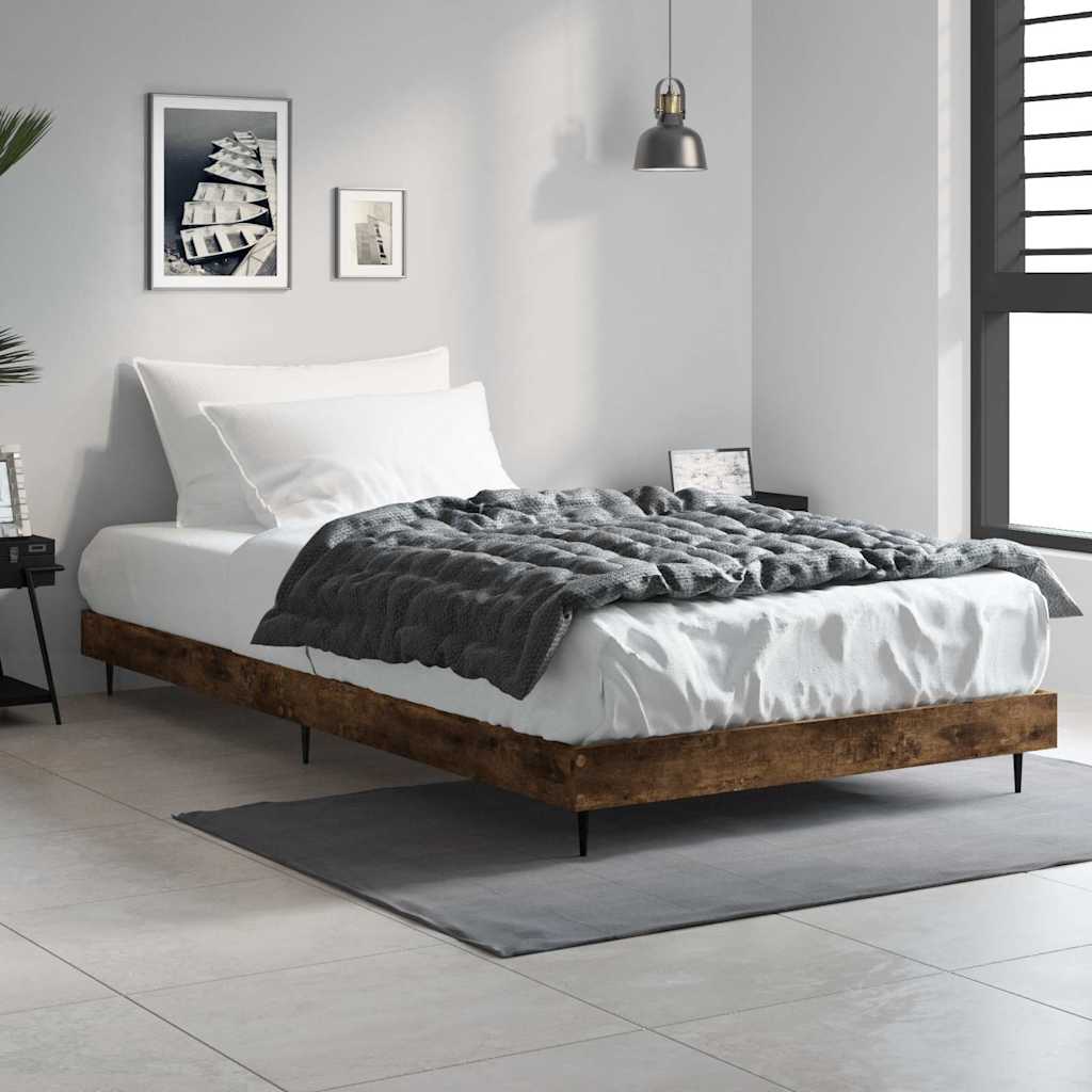 Bed Frame without Mattress Engineered Wood Length 200 cm Smoked Oak 90 cm