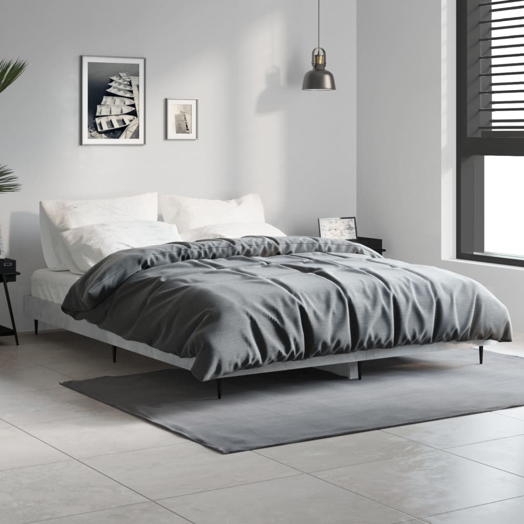 Bed Frame without Mattress 140x190 cm Concrete grey