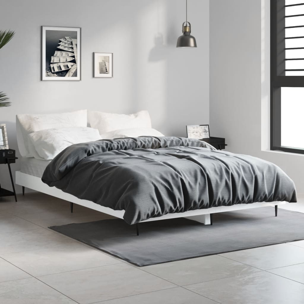 Bed Frame without Mattress 120x190 cm Engineered Wood White
