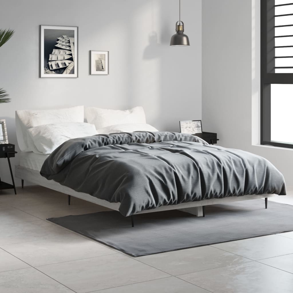 Bed Frame without Mattress 120x190 cm Engineered Wood Grey sonoma