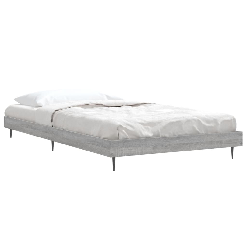 vidaXL Bed Frame without Mattress Grey Sonoma 90x190 cm Single Engineered Wood 3