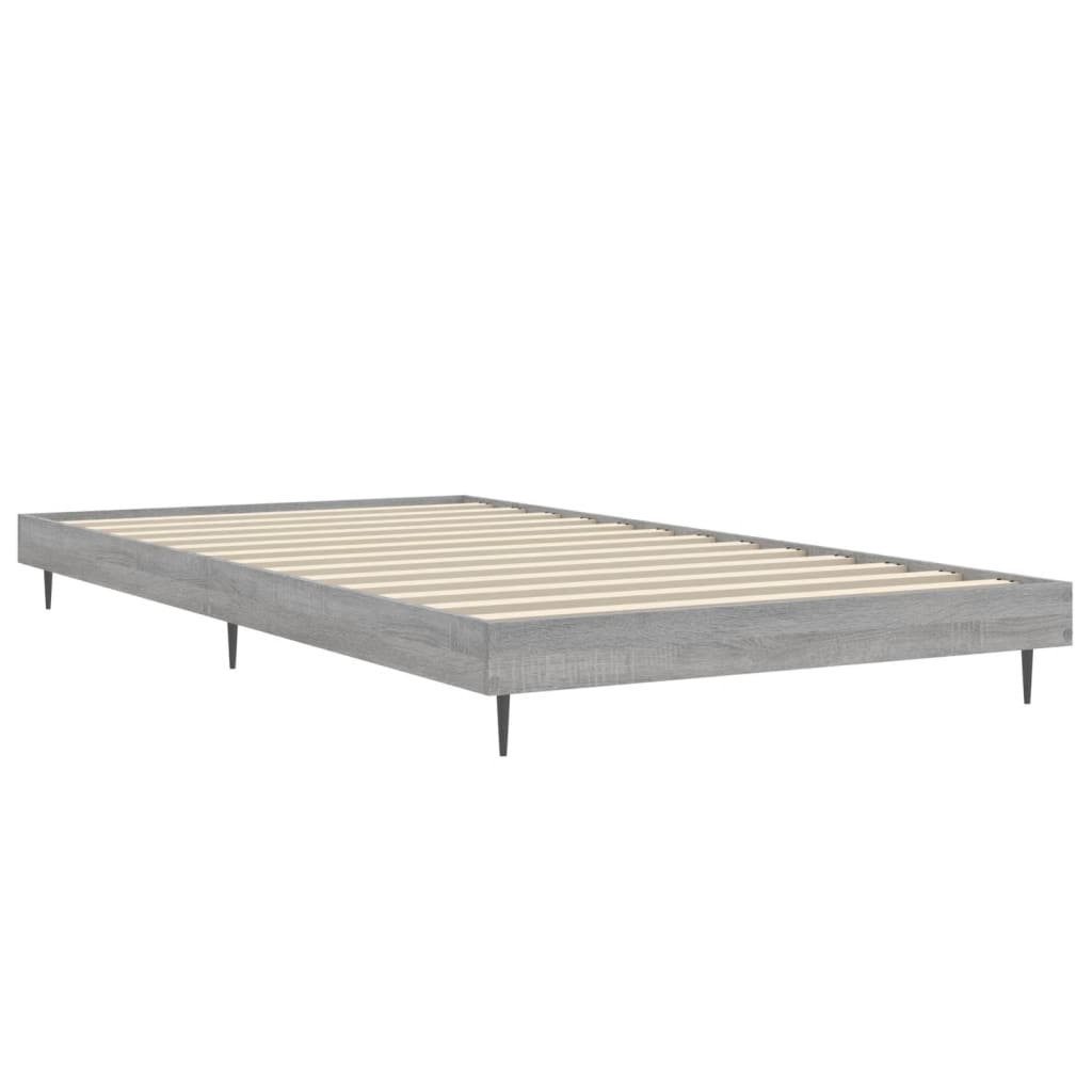 vidaXL Bed Frame without Mattress Grey Sonoma 90x190 cm Single Engineered Wood 5