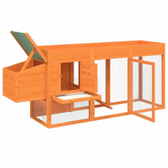 Chicken Coop 204x50x84 cm Solid Wood Pine Brown
