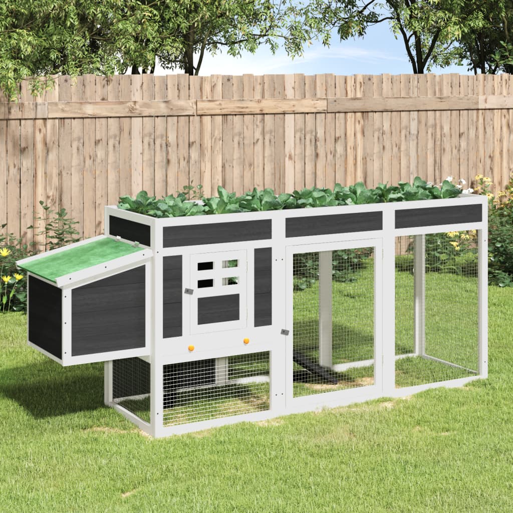Chicken Coop 204x50x84 cm Solid Wood Pine Grey