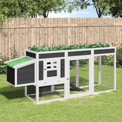 Chicken Coop 204x50x84 cm Solid Wood Pine Grey