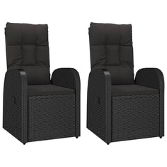 5 Piece Garden Dining Set Black Poly Rattan&Solid Wood Acacia 90 x 90 x 75 cm 2x reclining chair