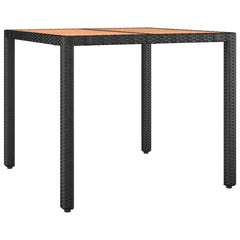 5 Piece Garden Dining Set Black Poly Rattan&Solid Wood Acacia 90 x 90 x 75 cm 2x reclining chair