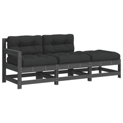 Cushions Grey Solid Wood Pine Grey Pine 3-Seater