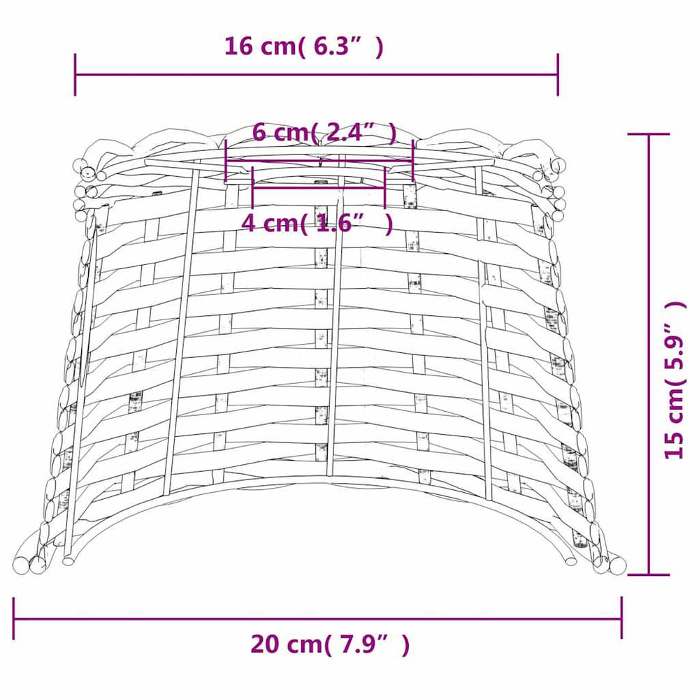 vidaXL Ceiling Lamp Shade Brown Ø20x15 cm Wicker 6