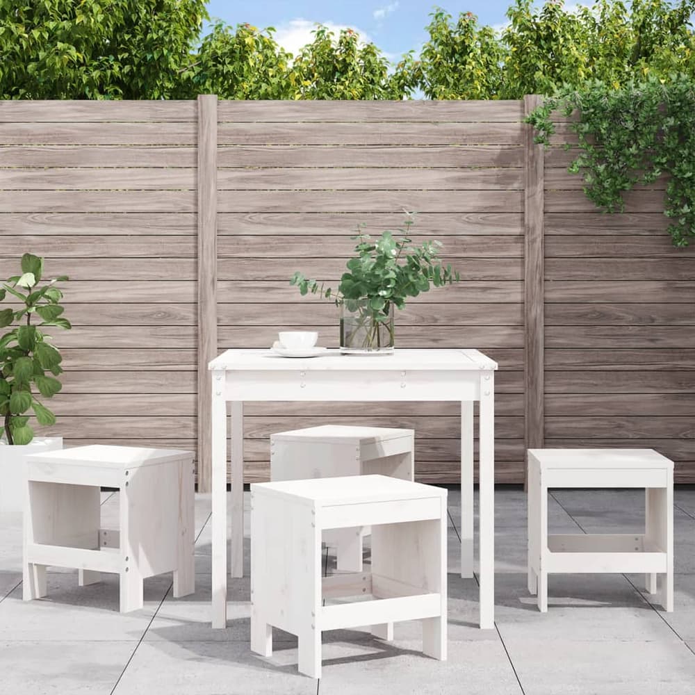 5 Piece Garden Dining Set Solid Wood Pine White pine