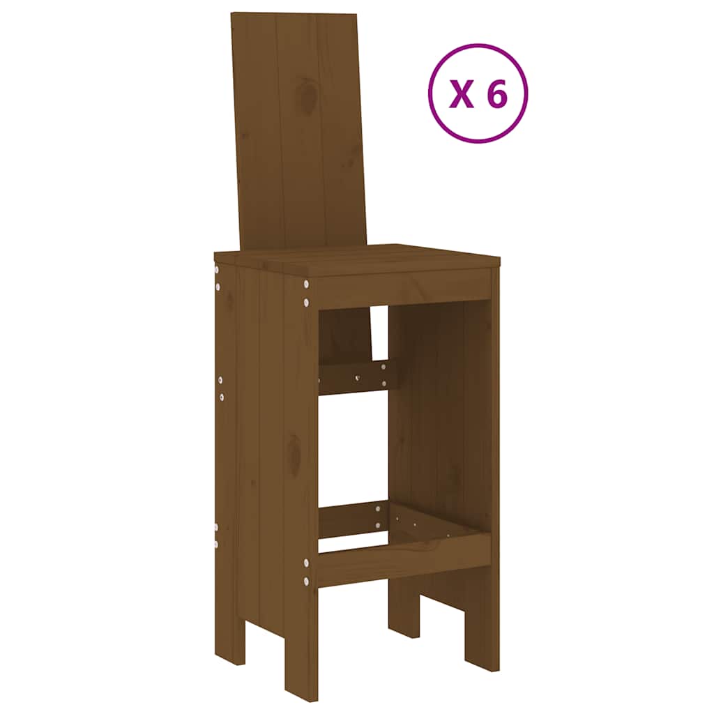 7 Piece Garden Bar Set Solid Wood Pine Honey brown pine