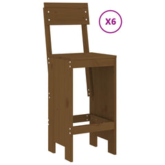 7 Piece Garden Bar Set Solid Wood Pine Honey brown pine