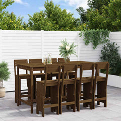 9 Piece Garden Bar Set Solid Wood Pine Honey brown pine