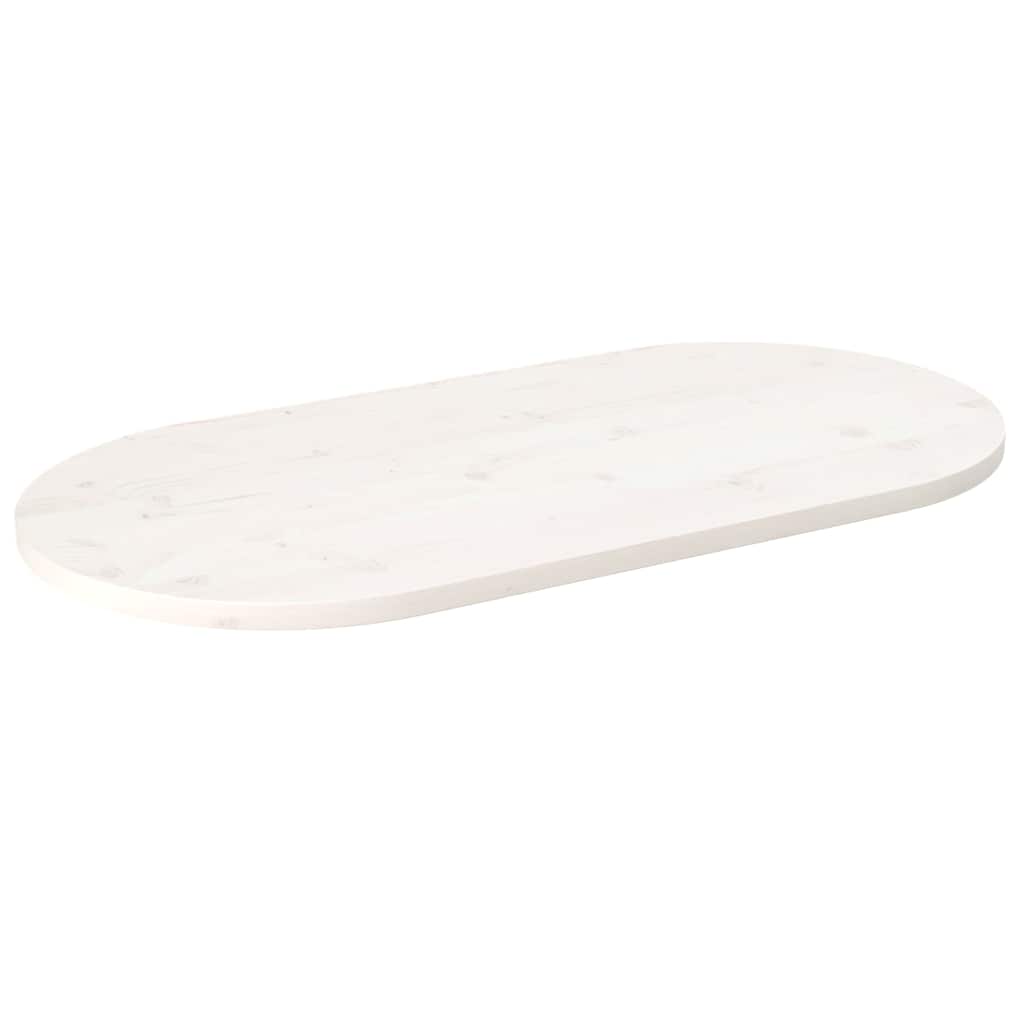 vidaXL Table Top White 90x45x2.5 cm Solid Wood Pine Oval 1