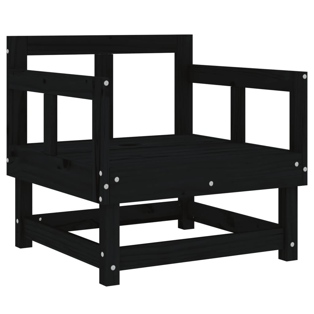vidaXL Garden Chairs 2 pcs Black Solid Wood Pine 3