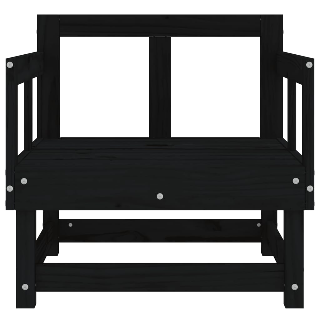 Garden Chairs 2 pcs Solid Wood Pine Armchair (2 pcs) Black pine