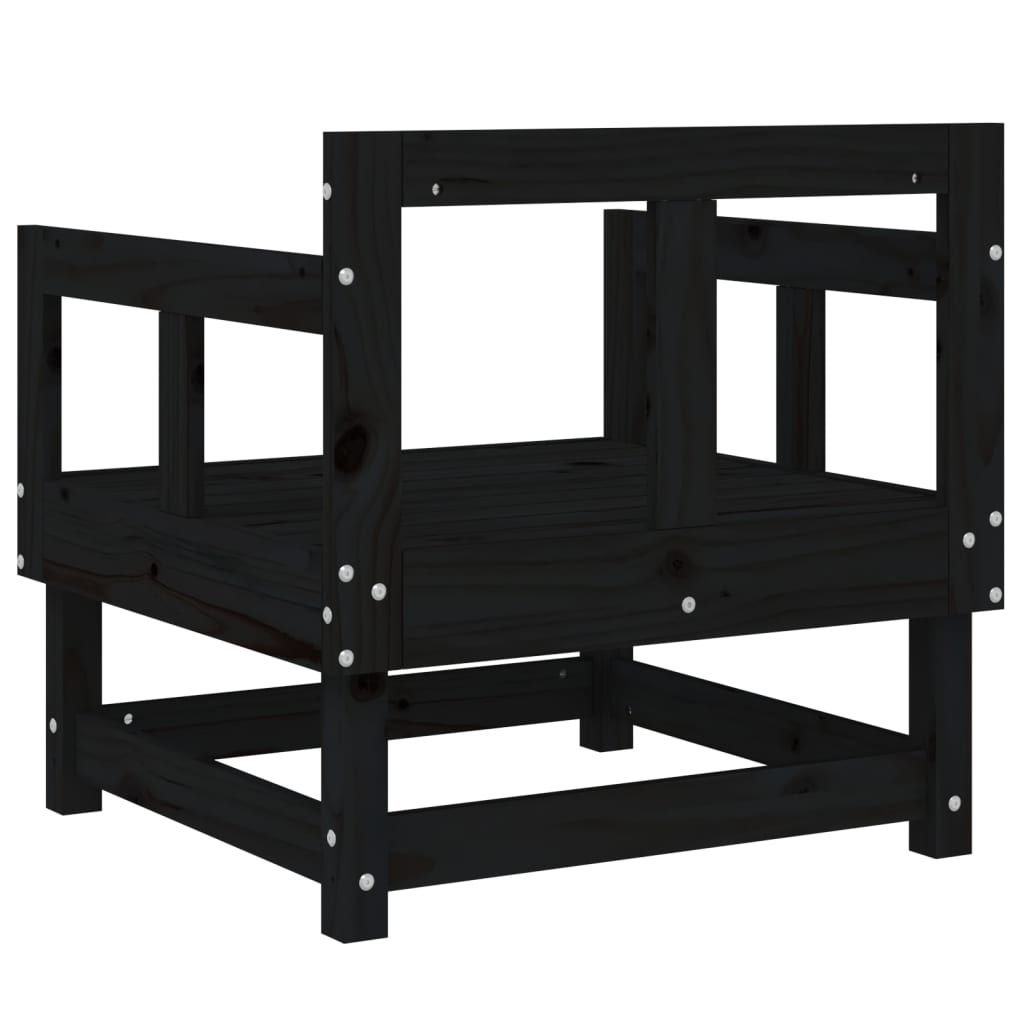 Garden Chairs 2 pcs Solid Wood Pine Armchair (2 pcs) Black pine